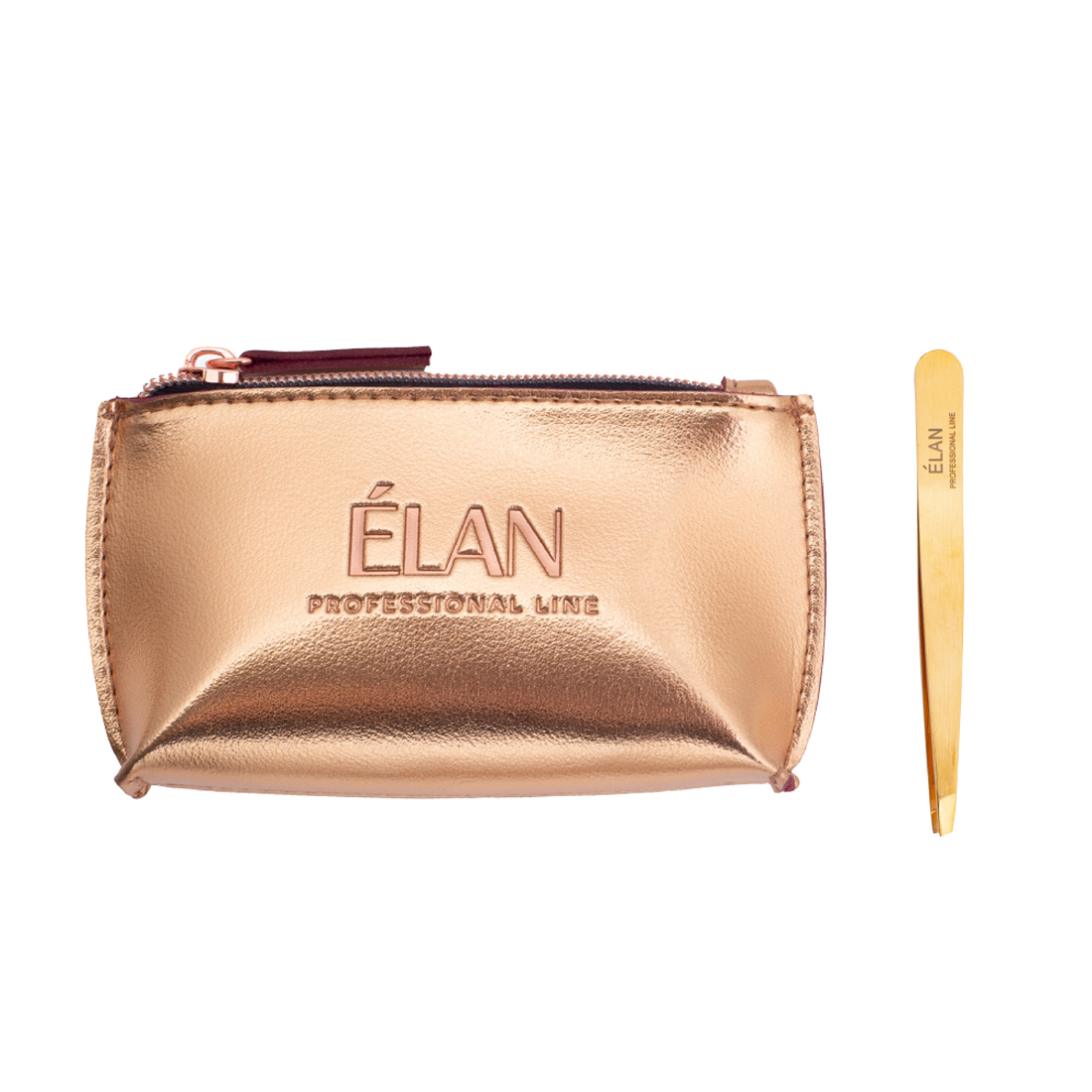ÉLAN - Set of Professional Eyebrow Tweezers + Scissors (Gold)